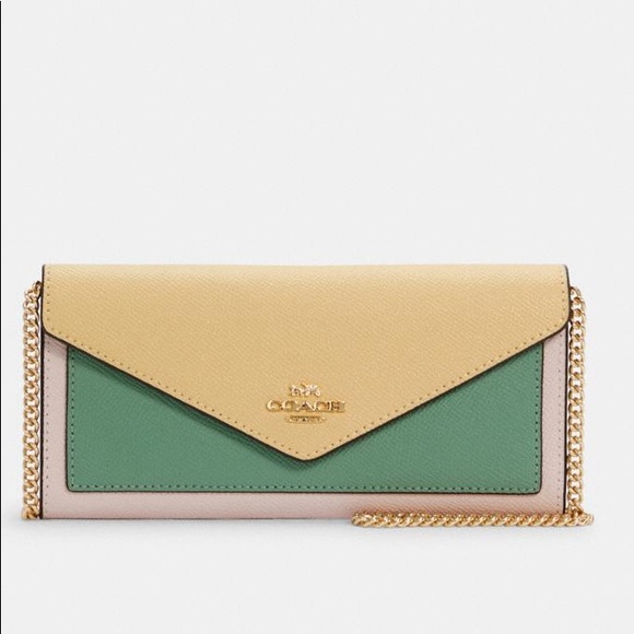 Coach Slim Envelope Wallet With Chain - Picture 12 of 13